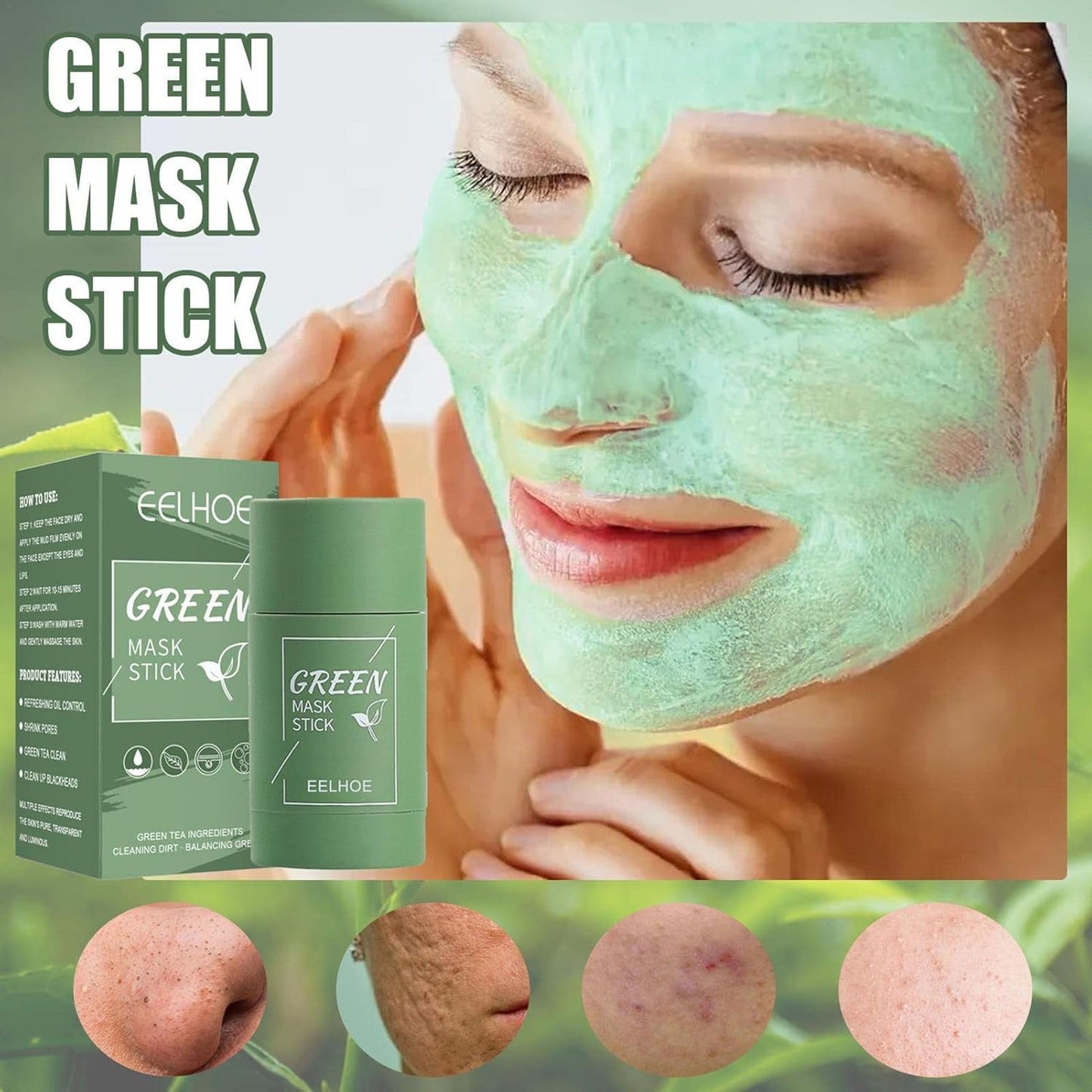 ELHOE Green Mask Stick – Maska za Čišćenje Lica sa Zelenim Čajem 1+1 GRATIS