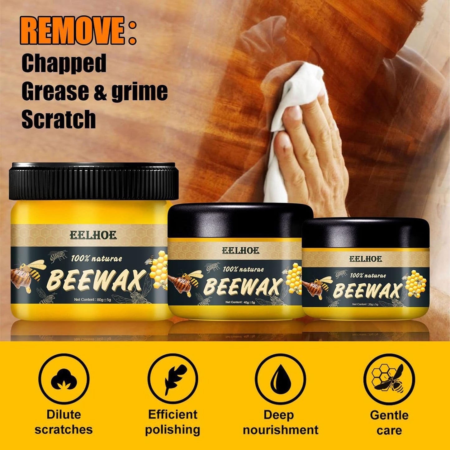 Beewax Pčelinji Vosak za Poliranje Drvenih i Kožnih Površina 3x80g