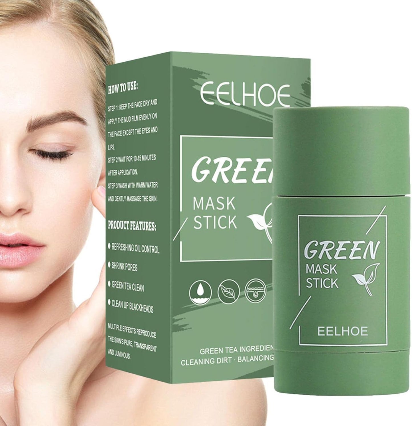 ELHOE Green Mask Stick – Maska za Čišćenje Lica sa Zelenim Čajem 1+1 GRATIS